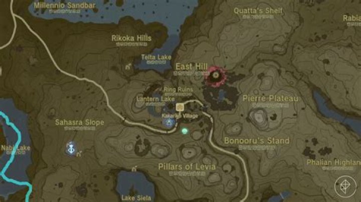 A map shows the location of the hidden place oasis north of Aqarquf Dunes in AC Mirage.