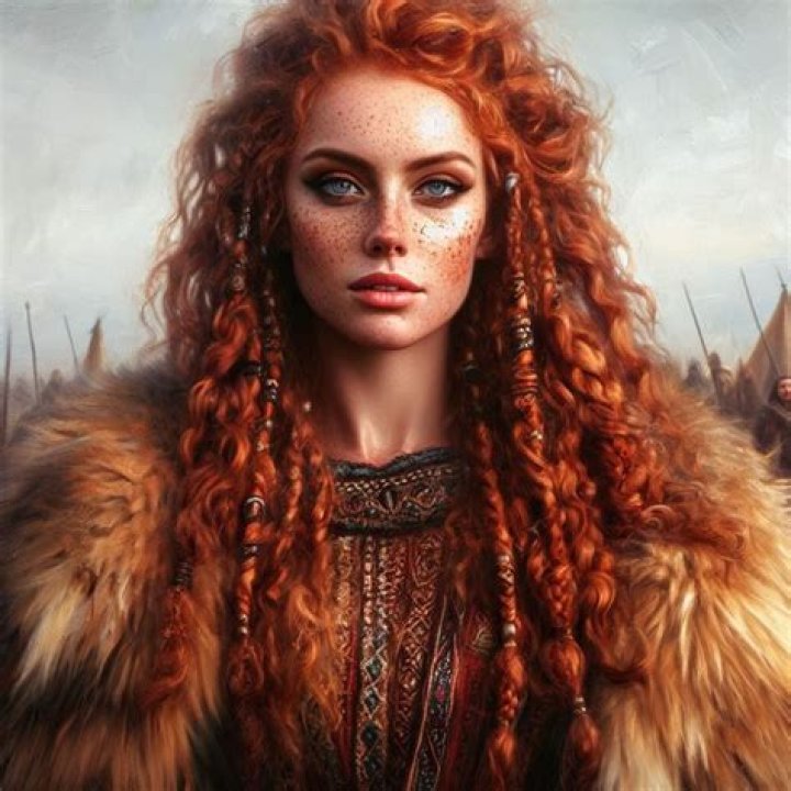A red-haired warrior wearing a purple tabbard, chainmail, and greeves swings a thin silver axe. Behind him his own shadow mirrors his movements.