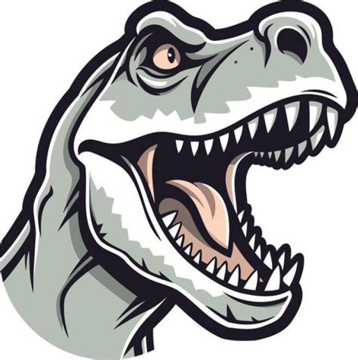A t rex-like face roars, its tongue long and spiny.