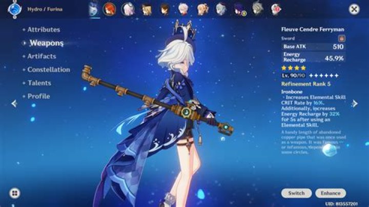 Furina weapon options (Image via Sportskeeda)