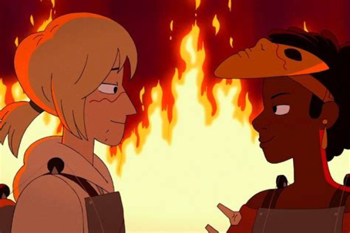 Grace and Simon stand on the musical car&rsquo;s raging fire in Infinity Train Book 3