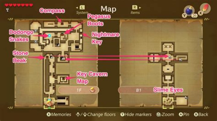 Link&rsquo;s Awakening Key Cavern path to the Stone Beak