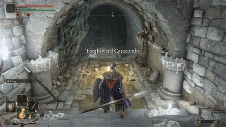 Looking at the Tombsward Catacombs fire trap in Elden Ring. 