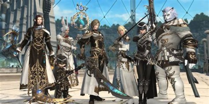 Many FFXIV characters stand around a table planning some kind of attack