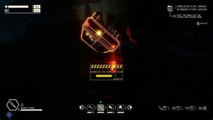 Pacific Drive activating the car&rsquo;s ARC warp ability 