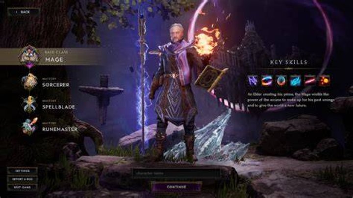 The Mage selection screen in Last Epoch