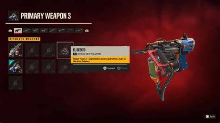 The Resolver weapon screen in Far Cry 6
