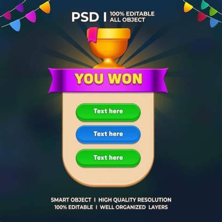 Winning screen showing a gold car in the background and a 2018 Mercedes-AMG as the first place prize.